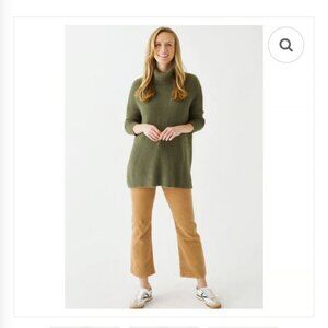MERSEA Women's Chalet Cowl Neck Sweater One Size Green Rib Knit Lagenlook Baggy